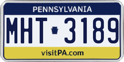 PA license plate MHT3189