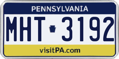 PA license plate MHT3192