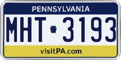 PA license plate MHT3193