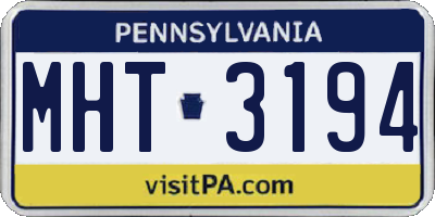 PA license plate MHT3194