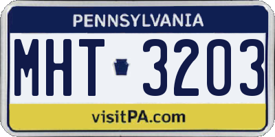 PA license plate MHT3203