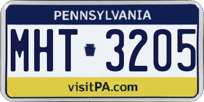 PA license plate MHT3205