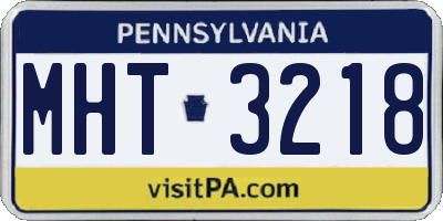PA license plate MHT3218