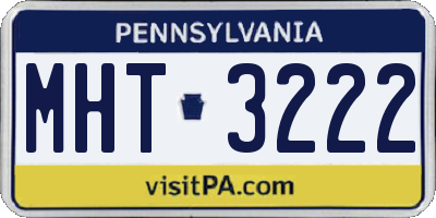 PA license plate MHT3222
