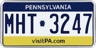 PA license plate MHT3247