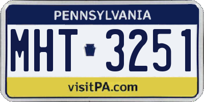 PA license plate MHT3251