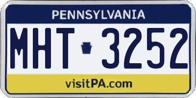 PA license plate MHT3252