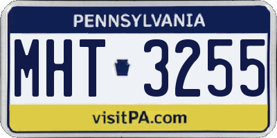 PA license plate MHT3255