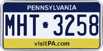 PA license plate MHT3258