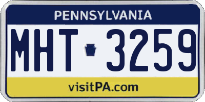 PA license plate MHT3259
