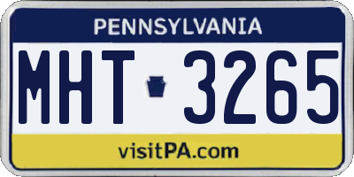 PA license plate MHT3265