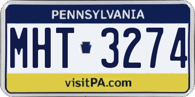 PA license plate MHT3274
