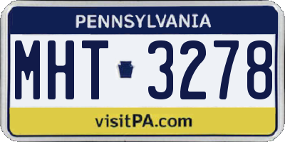 PA license plate MHT3278