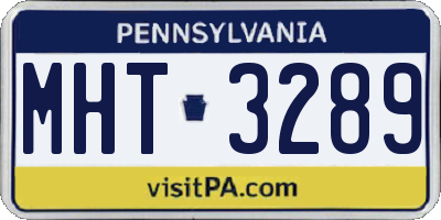 PA license plate MHT3289