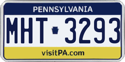 PA license plate MHT3293