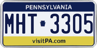 PA license plate MHT3305