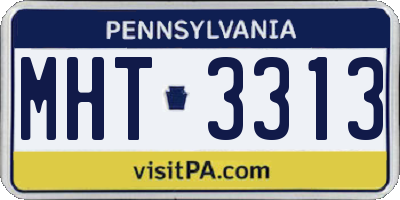 PA license plate MHT3313