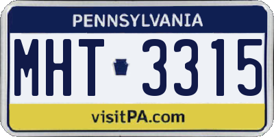 PA license plate MHT3315
