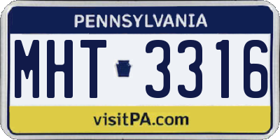PA license plate MHT3316