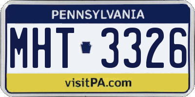 PA license plate MHT3326