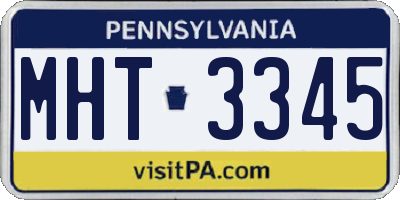 PA license plate MHT3345