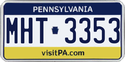 PA license plate MHT3353