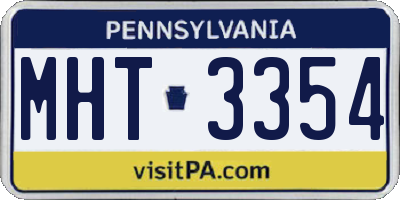 PA license plate MHT3354