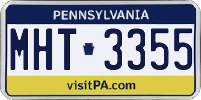 PA license plate MHT3355