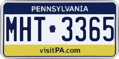 PA license plate MHT3365