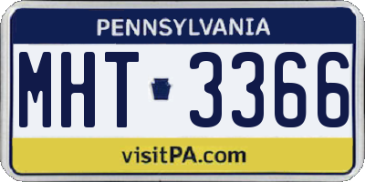 PA license plate MHT3366