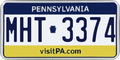 PA license plate MHT3374