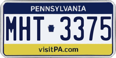 PA license plate MHT3375