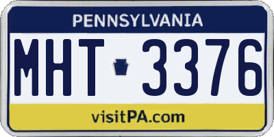 PA license plate MHT3376