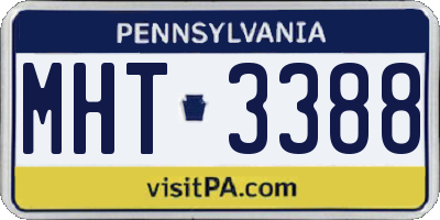 PA license plate MHT3388