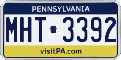 PA license plate MHT3392