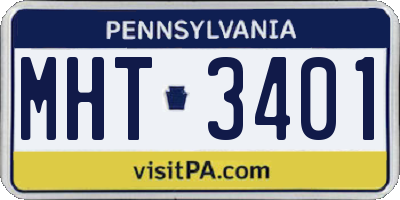 PA license plate MHT3401