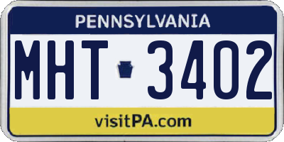PA license plate MHT3402
