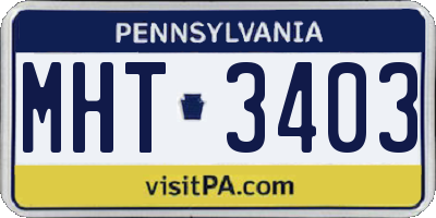 PA license plate MHT3403