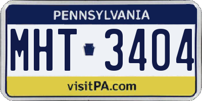 PA license plate MHT3404