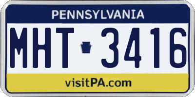 PA license plate MHT3416