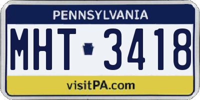 PA license plate MHT3418