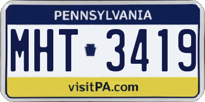 PA license plate MHT3419