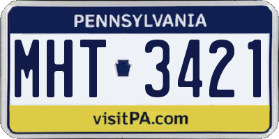 PA license plate MHT3421