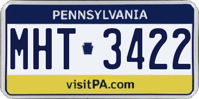 PA license plate MHT3422