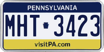 PA license plate MHT3423