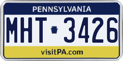 PA license plate MHT3426