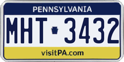 PA license plate MHT3432