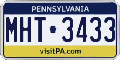 PA license plate MHT3433