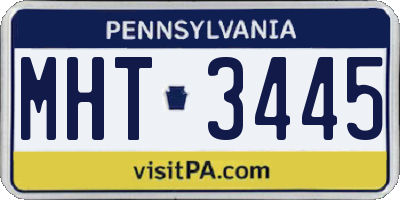 PA license plate MHT3445
