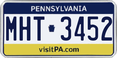 PA license plate MHT3452